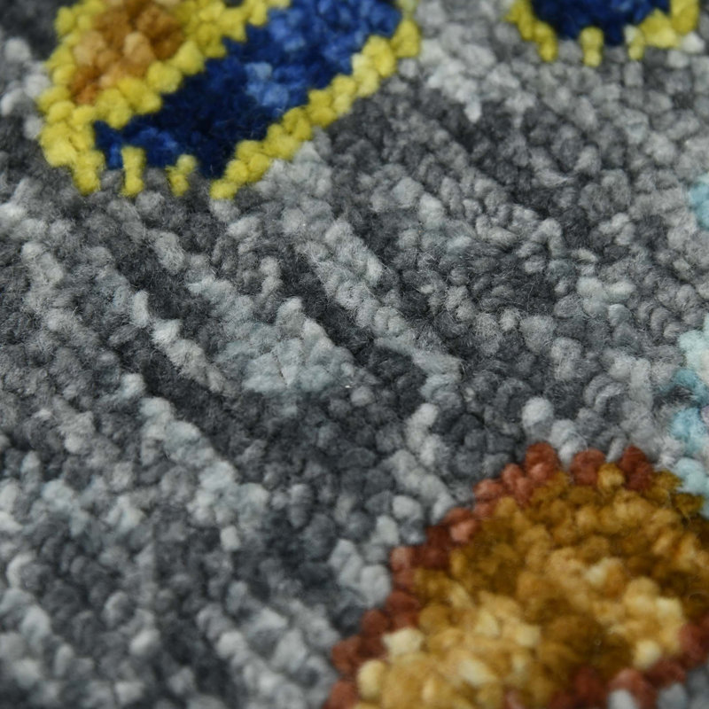 Blu Wool Oriental Area Rug in Gray, Rectangle 10' x 14'