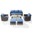 Ensemble de conversation d'extérieur en osier 7 pièces: canapé, 2 chaises pivotantes, 2 repose-pieds et table d'appoint-1247871444-1248818295