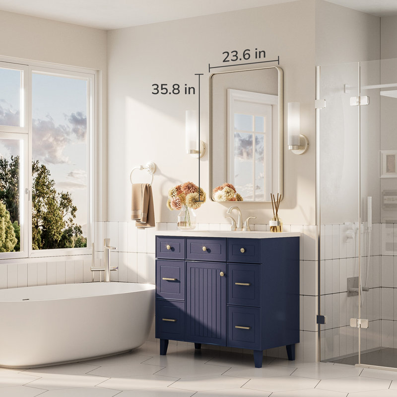 Bathroom Mirror with 1.2" Thick Aluminum Alloy Frame,Wall Mirror with Tempered Glass,Accent Mirror for Entryway,Dining Room,Bedroom