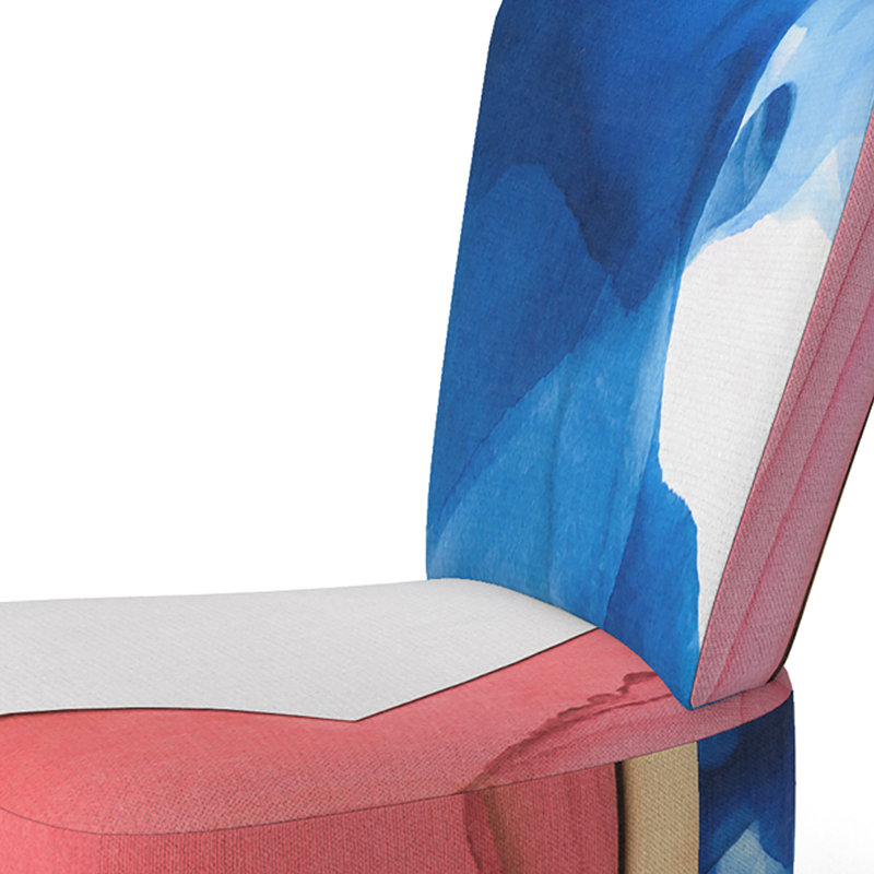 Accent Chair, Beige Floral Pattern Upholstered Decor - Beige Floral Pattern II, Blue/Pink/White