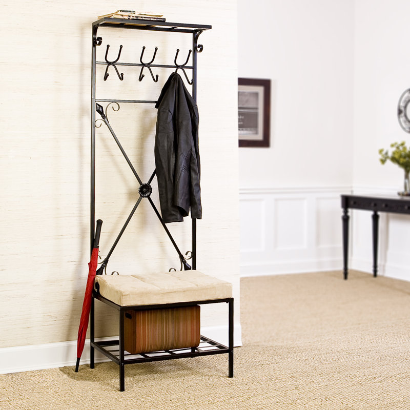 Portemanteau en fer avec banc et rangement pour chaussures Ahjanay, Noir