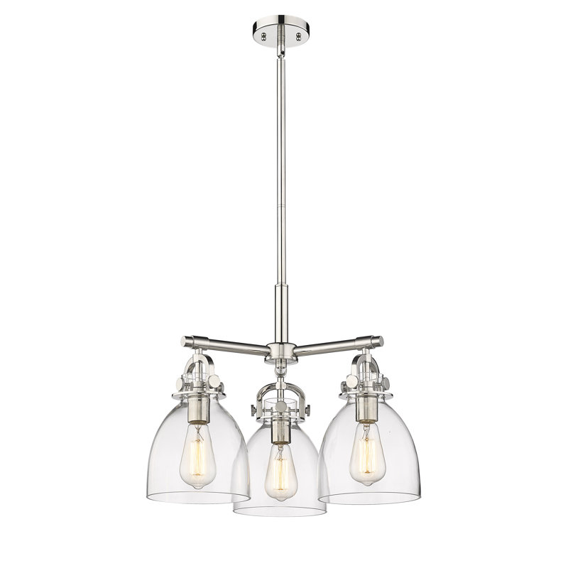 Luminaire suspendu sur tige 7 lumières Sloatsburg, Transparent, Nickel poli