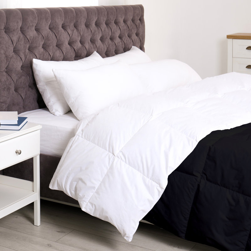 Édredon en duvet de bambou toutes saisons réversible avec rembourrage alternatif, Grand, Noir / blanc