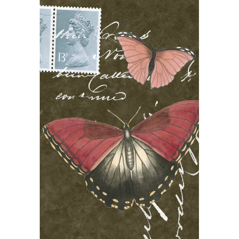 Le Papillon Script II by Vision Studio - Wrapped Canvas Painting, 46cm H x 30cm W x 3.8cm D