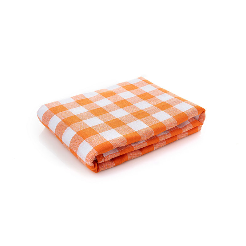 Chon Stylish Checkered Tablecloth, Orange, 63.0 x 86.6 inches | 85% Cotton / 15% Polyester, Easy Clean & Machine Washable | Perfect for Dining Room, Kitchen, and Outdoor Gatherings | Enhance Your Home Décor