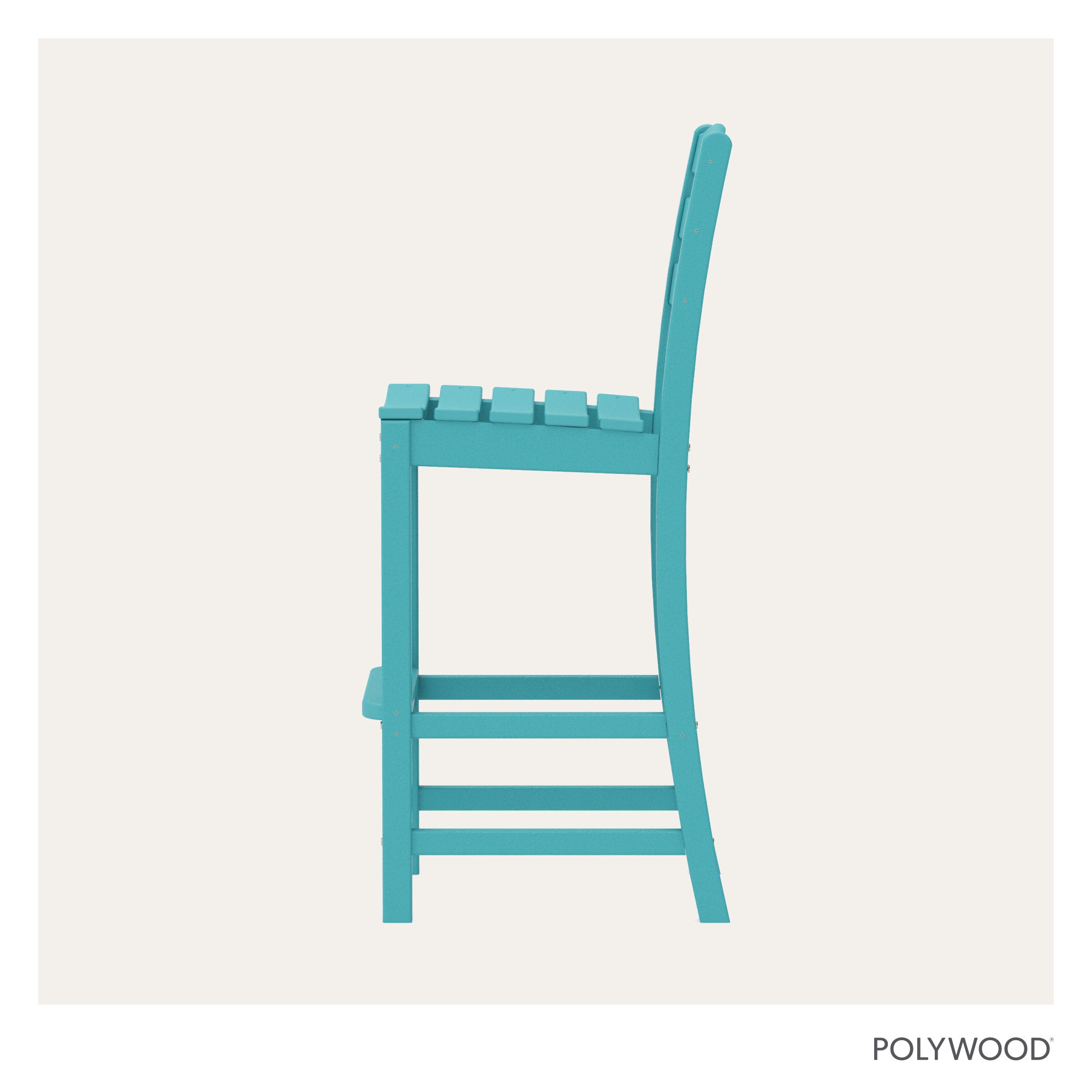 POLYWOOD La Casa Café 47.13'' Armless Outdoor Bar Stool, Turquoise