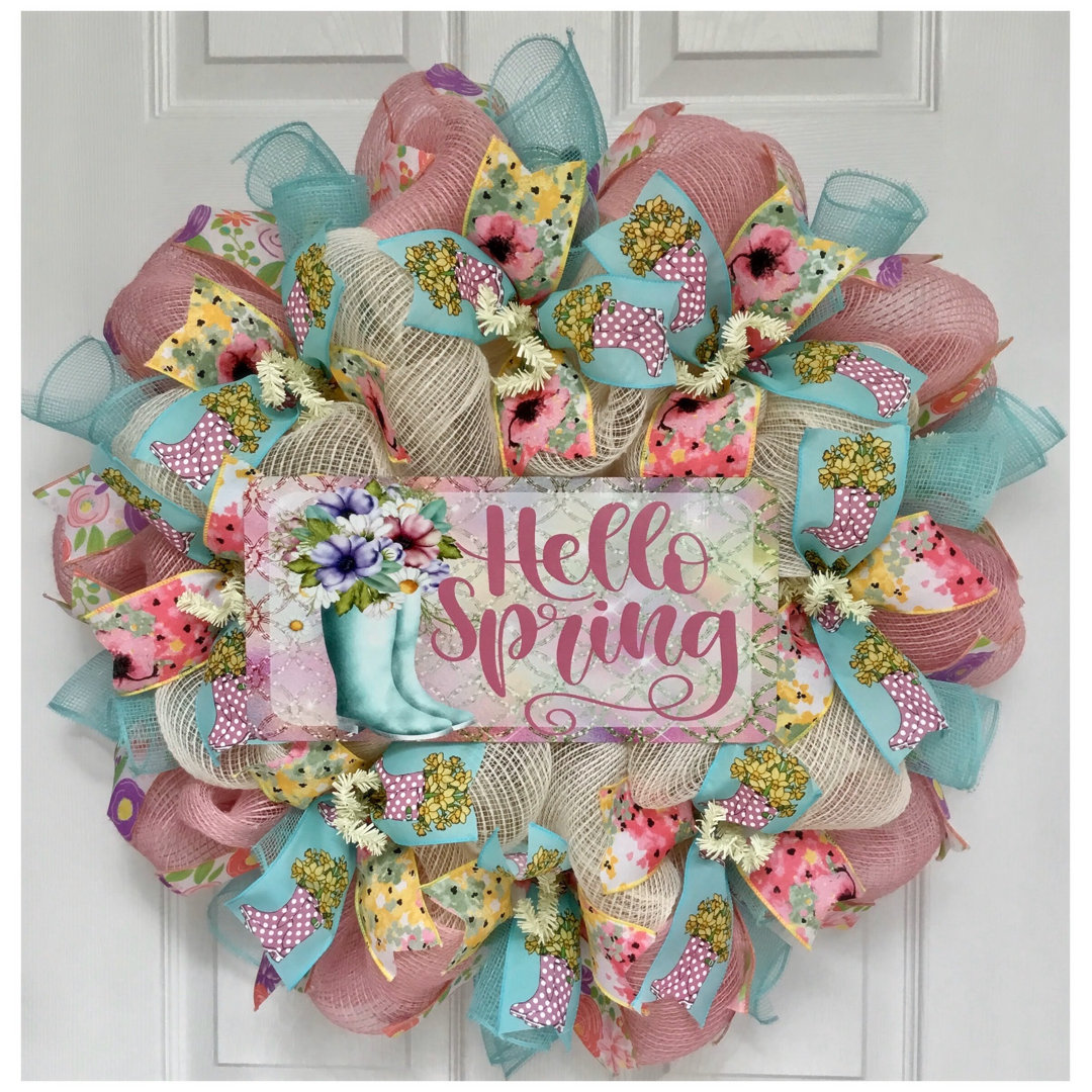 Hello Spring Wreath With Rainboots The Holiday Aisle®