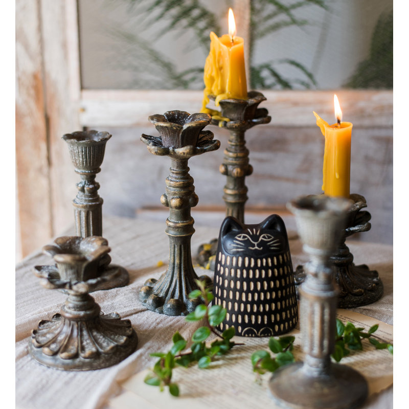 Resin Tabletop Candlestick, 5.5"H x 2.8" W x 0.98" D