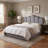 Modern Palm-Shaped Upholstered Bed with Lift Up Storage, Queen, Gray Velvet-1590389987-1604685467