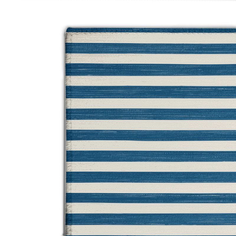Tapis intérieur / extérieur bleu HorizontalStripes, Rectangulaire 2 pi x 3 pi