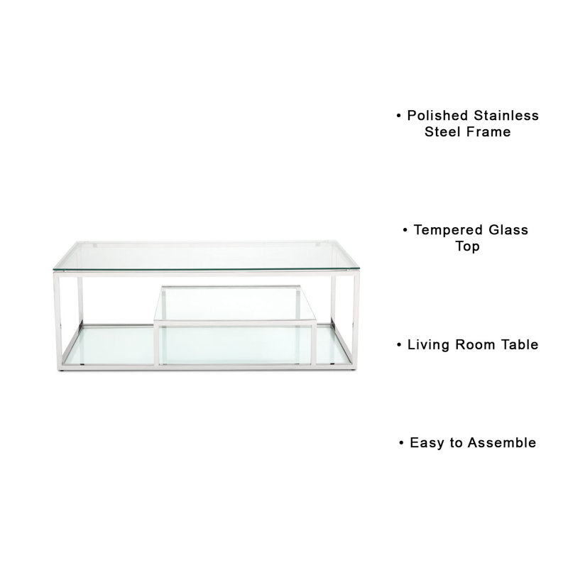 Table basse avec rangement Cayla, argent