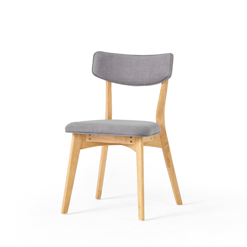 Putnam Upholstered Dining Chairs with Curved Back & Rubberwood Legs , Dark Gray/Oak, 2