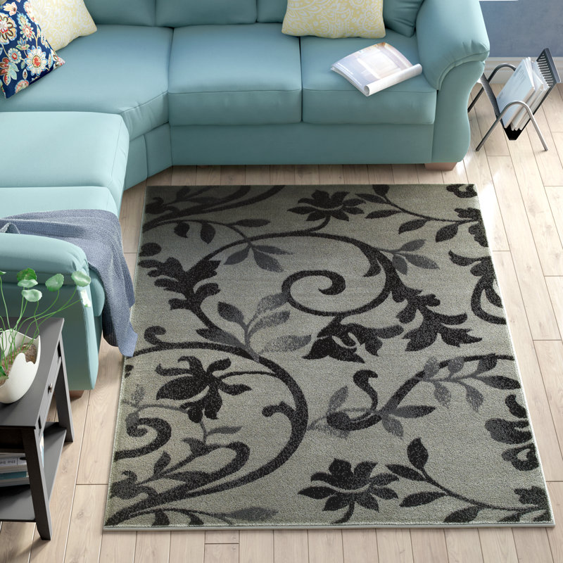 Myra Synthetic Floral Indoor Rug, Rectangle 5'2" x 7'2"