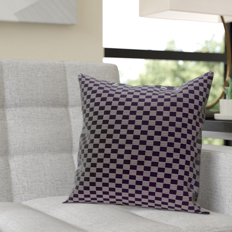 Geometric Gingham Reversible Throw Pillow, 20" x 20", Spring Navy