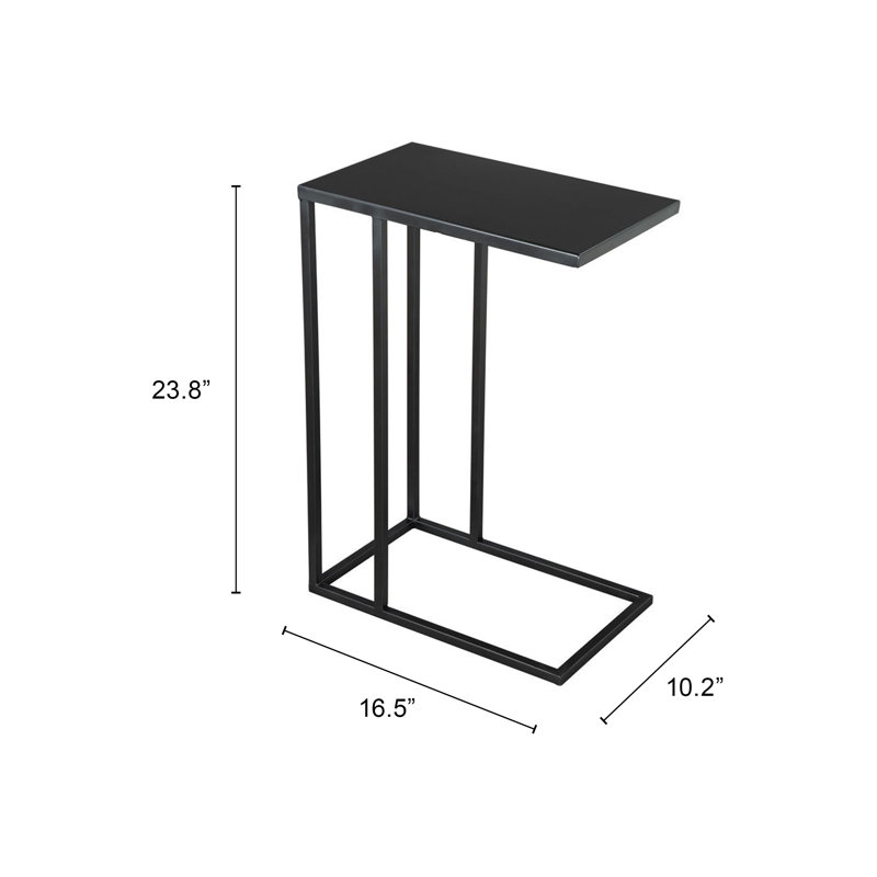 Black Powder-Coated Metal Rectangular Side Table