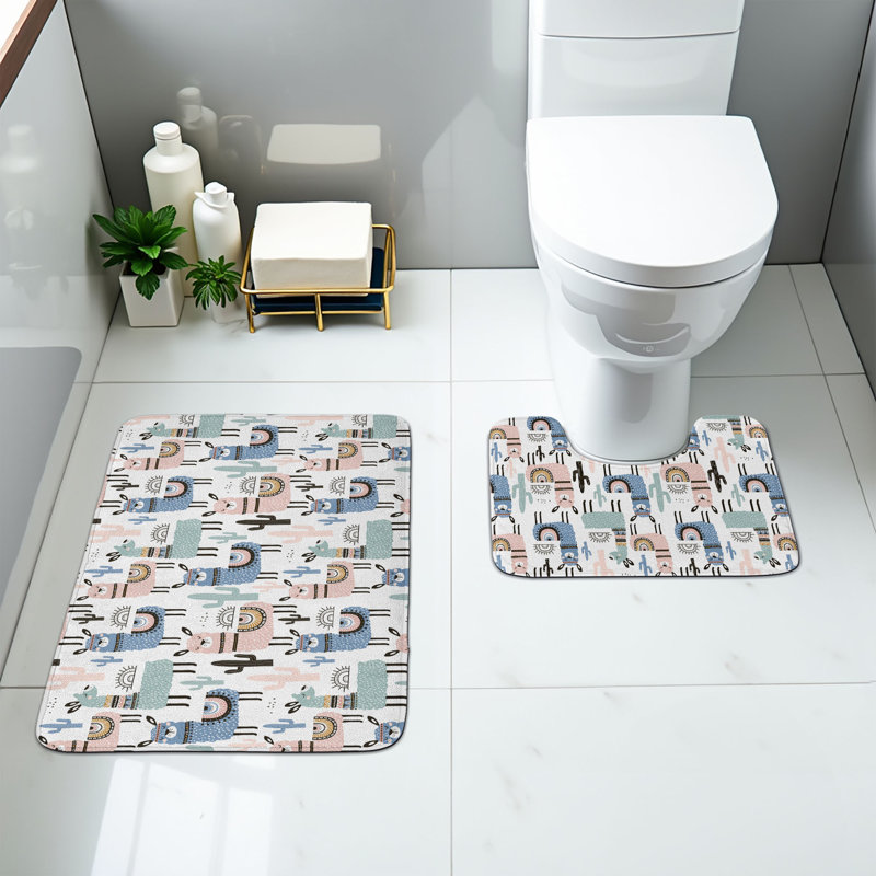  Multicolore ensemble de 2 tapis de salle de bain Llama