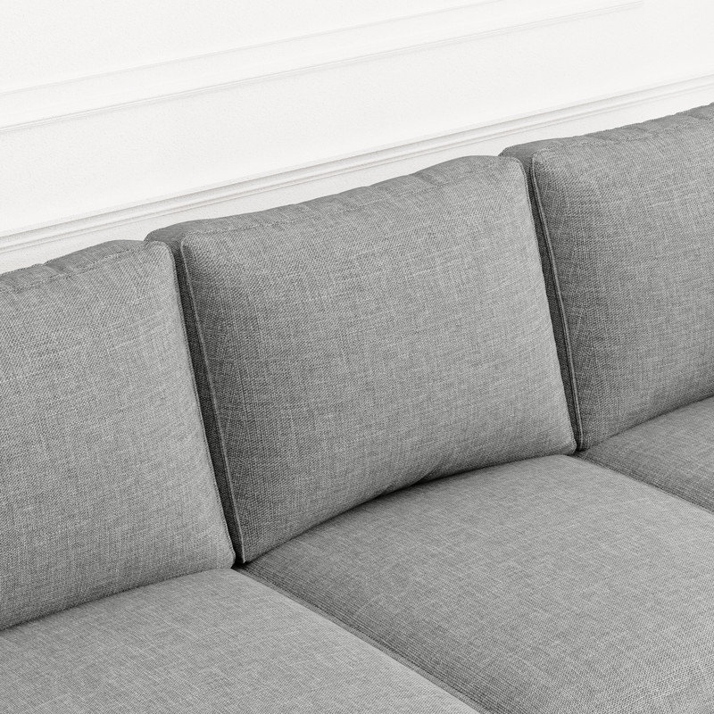Canapé modulaire à accoudoirs carrés 67,5 po Kagamil CAL117, Mélange de lin gris foncé