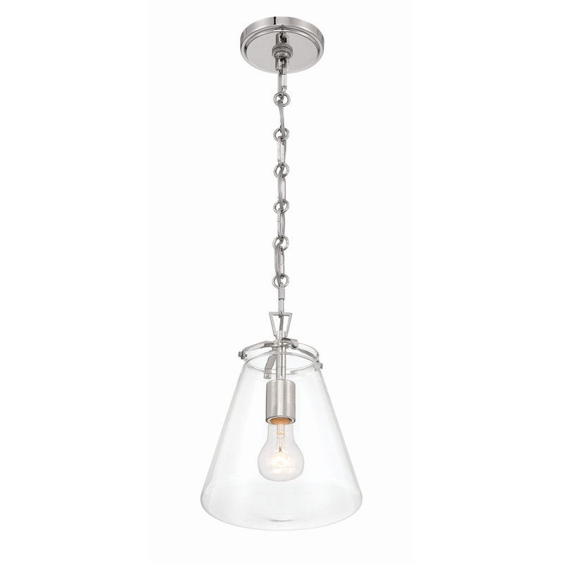 Luminaire suspendu en forme de cloche à 1 lumière Blair, Nickel poli