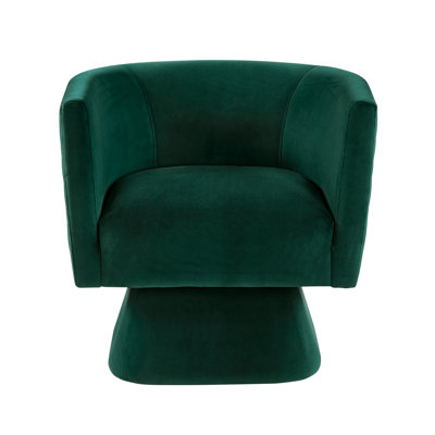 Chaise pivotante rembourrée en velours avec base en métal