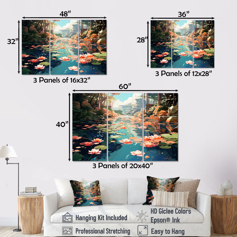 «Monets Garden Revisité Landscape II - Classics», art mural, Toile tendue, H 40 po x l 60 po x P 1 po