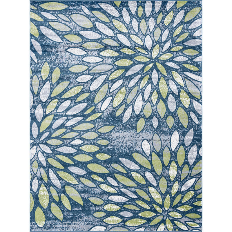 Aamia Abstract Area Rug, Rectangle 8' x 10', Blue