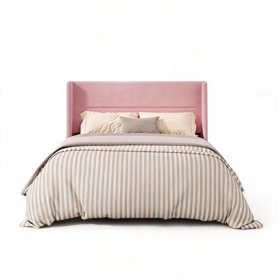 Structure de lit, structure de lit tapissier en velours avec tête de lit à oreilles, support en métal, système de lattes en bois, dégagement sous le lit de 8 pouces, assemblage facile pour la chambre à coucher