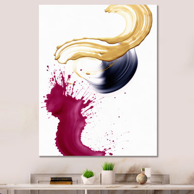 Intensité de la paix, série magenta et or - peinture abstraite murale, salon