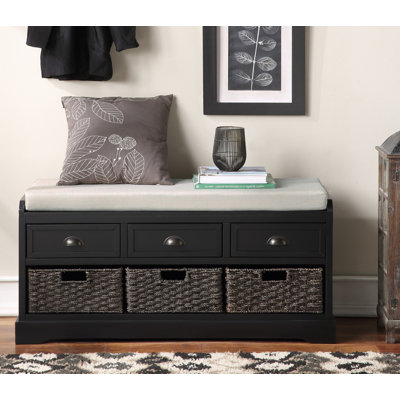 Banc de rangement en bois avec 3 tiroirs et 3 paniers Homes Collection