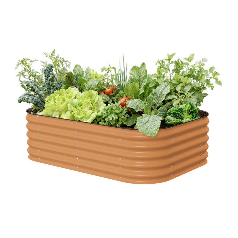17” Tall 6 In 1 Modular Metal Outdoor Raised Garden Bed, Terra Cotta, 17" H x 42" W x 60" D