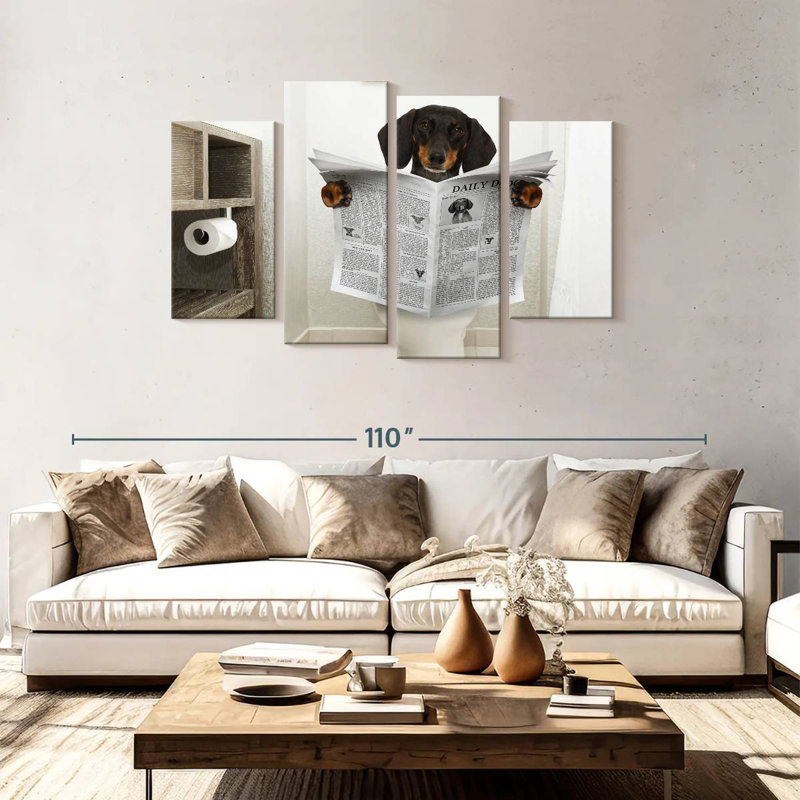 Ketti Dachshund Reading A Newspaper, 48" H x 75" W