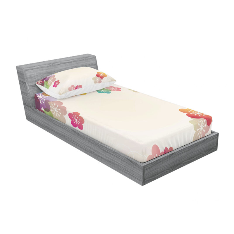 Microfiber Floral Sheet Set, Twin XL Sheet Set with Fitted Sheet