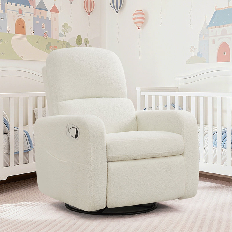 Fauteuil inclinable et oscillant inclinable de 36 po avec accoudoirs plus larges et double poche Reiby, Ourson blanc