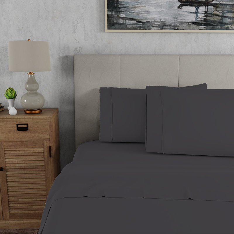 Dark Gray Full Cotton Sateen Deep Pocket Sheet Set