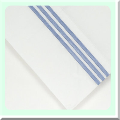 Blue Bliss Embroidered Cotton Pillowcase - Standard Size, 300 Thread Count - Soft and Luxurious Bedding Essential for a Restful Sleep Experience