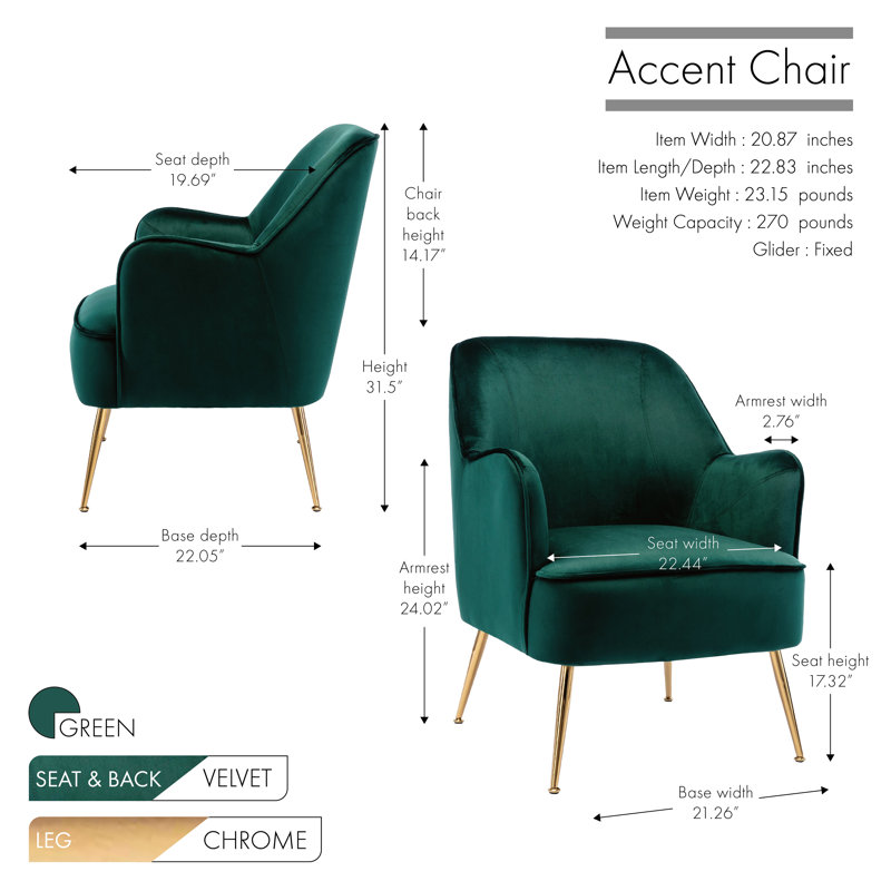 Bucholz Velvet Armchair, Green