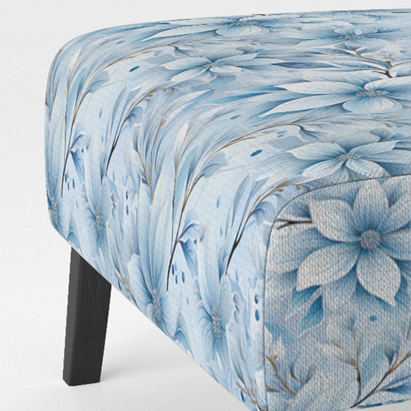 Fauteuil de chambre rembourré de style rustique à motif de marguerites arctiques Blue Breeze de l'Arctique