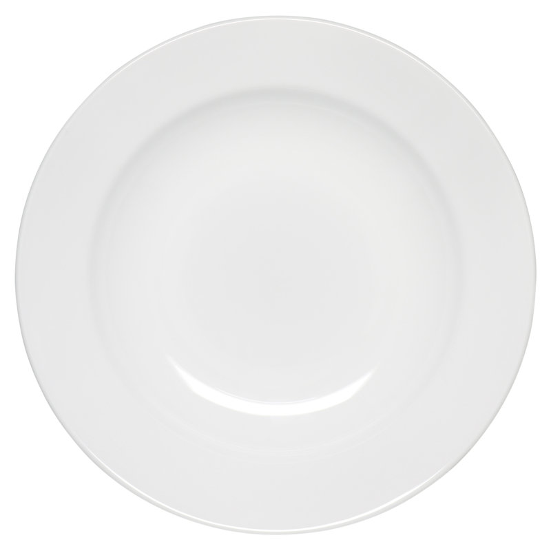 Classic White Porcelain Rim Soup Bowls, Set of 4