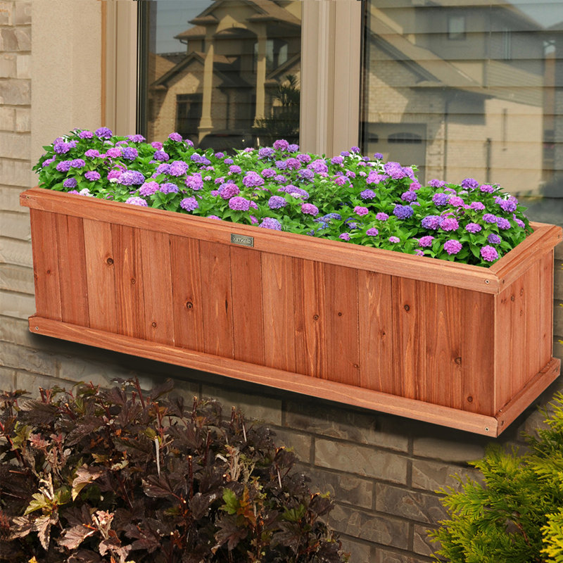 Boîte à fleurs en bois Ivaan, H 12 po x l 12 po x P 40 po