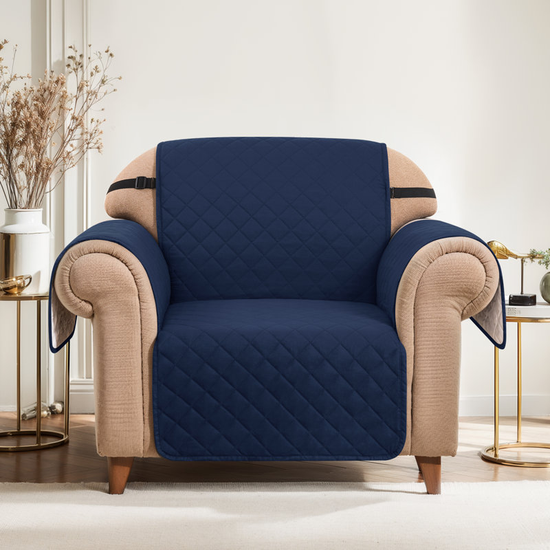 Ayalisse square/rectangular cushion armchair cover, Bleu marine, H 76 po x l 23 po x P 22 po