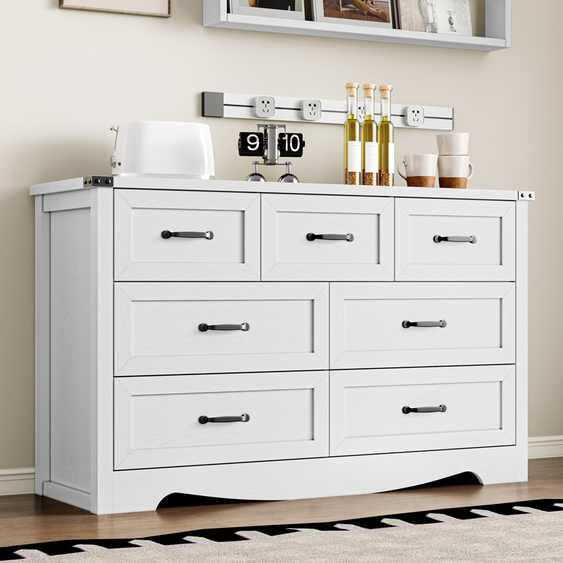 Commode 7 tiroirs Rustic, Blanc