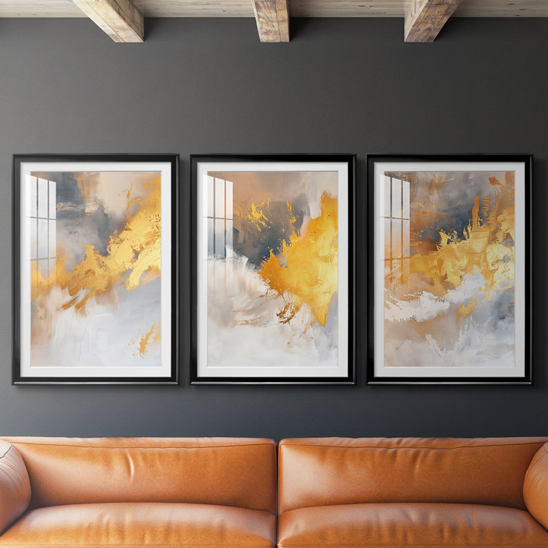 ABSTRACT Series CDxxxi - Impression encadrée sur mesure de qualité supérieure - 3 pièces, H 15 po x l 19 po