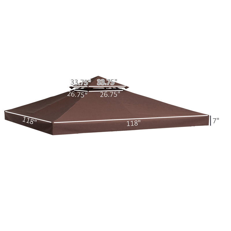 Abri de remplacement pour pavillon de jardin 9,8 pi X, 2 blocs, café, compatible avec auvent extérieur 9,99 pi 01-0153 et 100100-076, tissu, pour