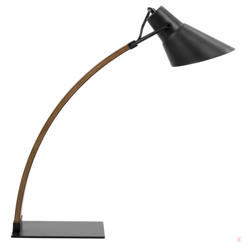 Lampe de table arquée 22,5 po Lotte, H 22,25 po x l 6,75 po x P 19 po, Noyer / Noir