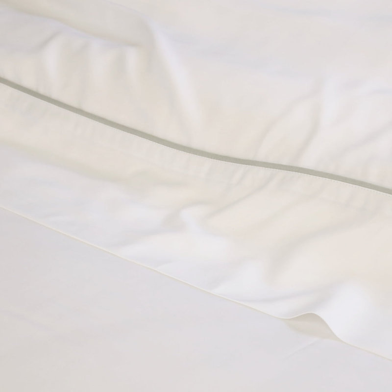 Sheena Bamboo Machine Woven Sheet Set, White/Sea Glass, Twin