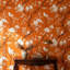 Papier peint floral, oiseaux, décoration murale orange