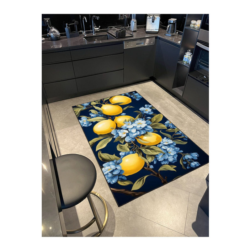 Tapis décoratif moderne à motif floral Lemon, Sous-tapis rectangulaire 5 pi 1 po x 7 pi 7 po inc