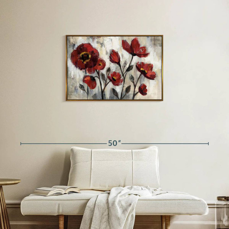 Simplicité florale, Cadre flottant doré, 31 po x 21 po