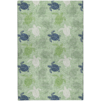 Premium Machine Washable Dream Shag ADS192 Turtles Rug