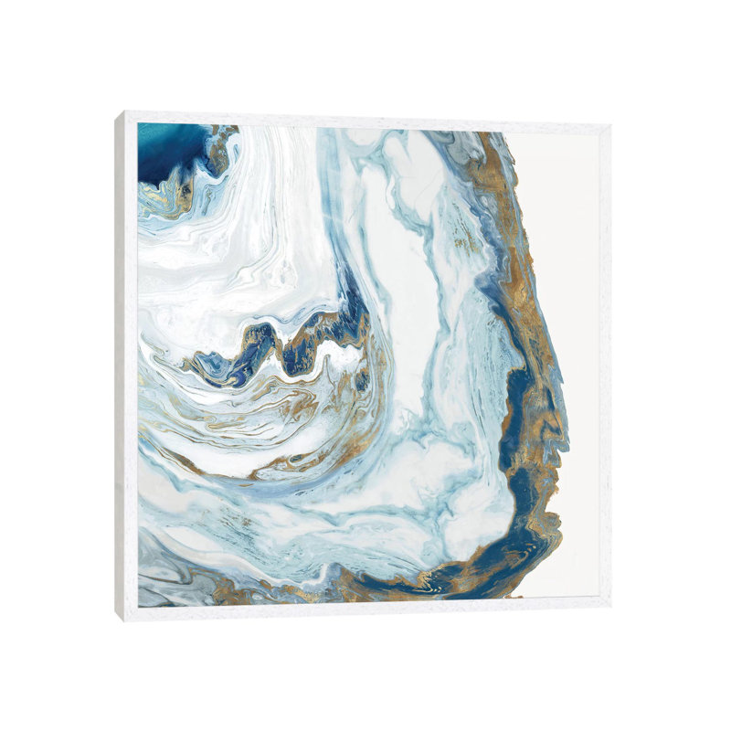 Ocean Space by Eva Watts - Painting on Canvas, 45.72cm H x 45.72cm W x 3.81cm D, White Framed