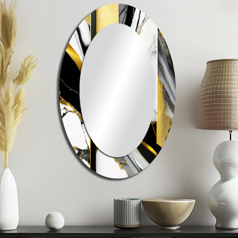 Miroir mural abstrait géométrique abstrait gris géométrique Marble Grey II, 36 po x 24 po